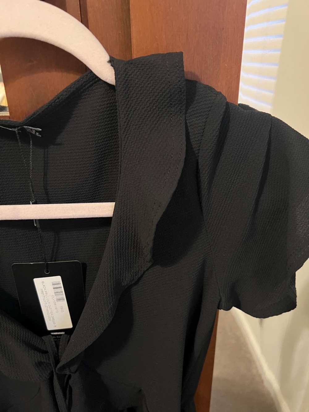 PrettyLittleThing Black Ruffle-Front Mini Dress - Picture 6 of 9